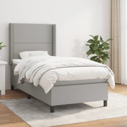 vidaXL Cama box spring con colchón tela gris claro 80x200 cm