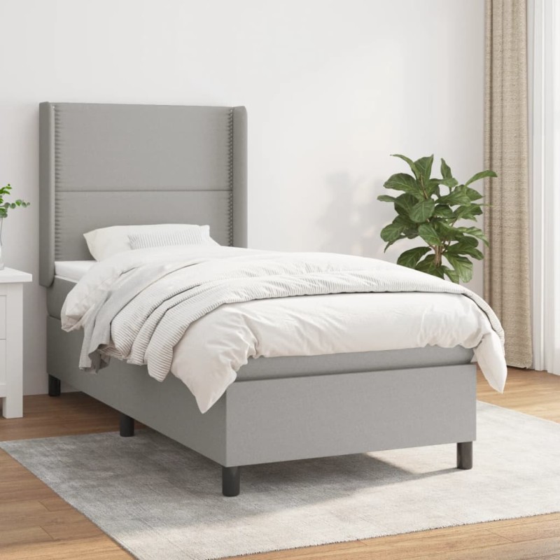 vidaXL Cama box spring con colchón tela gris claro 80x200 cm vidaXL Cama box spring con colchón tela gris claro 80x200 cm