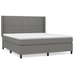 vidaXL Cama box spring con colchón tela gris oscuro 180x200 cm