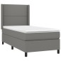 vidaXL Cama box spring con colchón tela gris oscuro 100x200 cm vidaXL Cama box spring con colchón tela gris oscuro 100x200 cm
