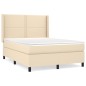 vidaXL Cama box spring con colchón tela color crema 140x200 cm vidaXL Cama box spring con colchón tela color crema 140x200 cm