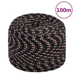 vidaXL Cuerda de barco polipropileno negra 10 mm 100 m