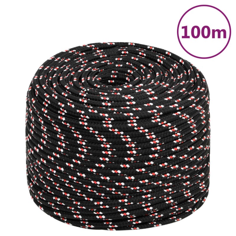 vidaXL Cuerda de barco polipropileno negra 10 mm 100 m
