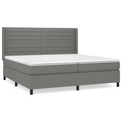 vidaXL Cama box spring con colchón tela gris oscuro 200x200 cm
