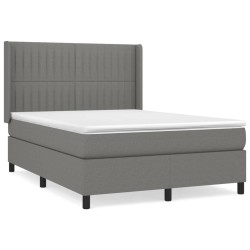 vidaXL Cama box spring con colchón tela gris oscuro 140x190 cm