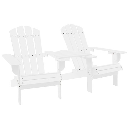 vidaXL Silla jardín Adirondack y mesita madera maciza de abeto blanca