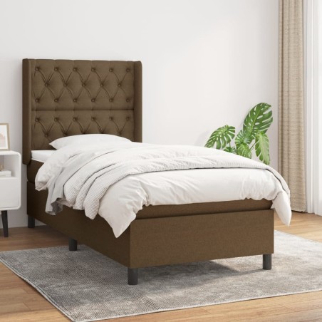 vidaXL Cama box spring con colchón tela marrón oscuro 80x200 cm