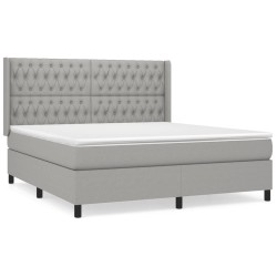 vidaXL Cama box spring con colchón tela gris claro 180x200 cm