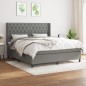 vidaXL Cama box spring con colchón tela gris oscuro 160x200 cm vidaXL Cama box spring con colchón tela gris oscuro 160x200 cm
