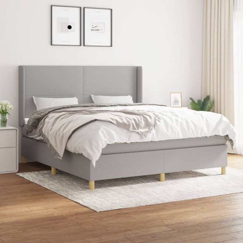 vidaXL Cama box spring con colchón tela gris claro 160x200 cm vidaXL Cama box spring con colchón tela gris claro 160x200 cm