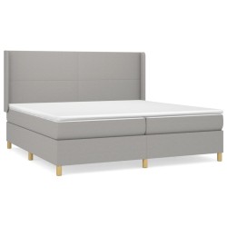 vidaXL Cama box spring con colchón tela gris claro 200x200 cm