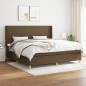 vidaXL Cama box spring con colchón tela marrón oscuro 200x200 cm vidaXL Cama box spring con colchón tela marrón oscuro 200x200 cm