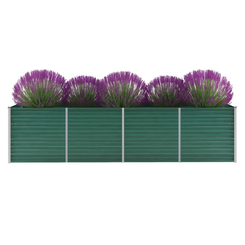vidaXL Arriate de jardín de acero galvanizado verde 320x80x77 cm
