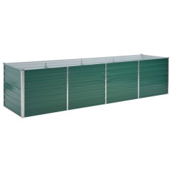 vidaXL Arriate de jardín de acero galvanizado verde 320x80x77 cm