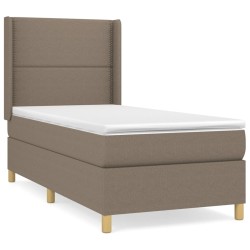 vidaXL Cama box spring con colchón tela gris taupe 80x200 cm