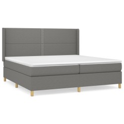 vidaXL Cama box spring con colchón tela gris oscuro 200x200 cm