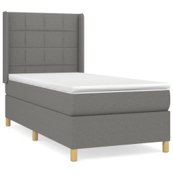 vidaXL Cama box spring con colchón tela gris oscuro 80x200 cm