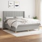 vidaXL Cama box spring con colchón tela gris claro 180x200 cm