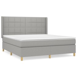 vidaXL Cama box spring con colchón tela gris claro 180x200 cm