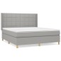 vidaXL Cama box spring con colchón tela gris claro 180x200 cm