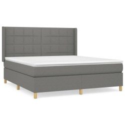 vidaXL Cama box spring con colchón tela gris oscuro 160x200 cm