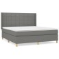 vidaXL Cama box spring con colchón tela gris oscuro 160x200 cm