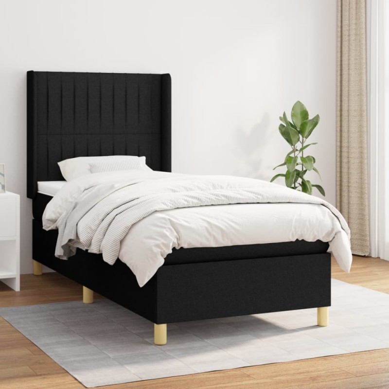 vidaXL Cama box spring con colchón tela negro 80x200 cm vidaXL Cama box spring con colchón tela negro 80x200 cm