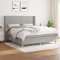 vidaXL Cama box spring con colchón tela gris claro 180x200 cm