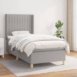 vidaXL Cama box spring con colchón tela gris claro 90x190 cm