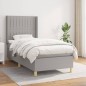 vidaXL Cama box spring con colchón tela gris claro 90x190 cm vidaXL Cama box spring con colchón tela gris claro 90x190 cm