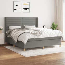 vidaXL Cama box spring con colchón tela gris oscuro 160x200 cm