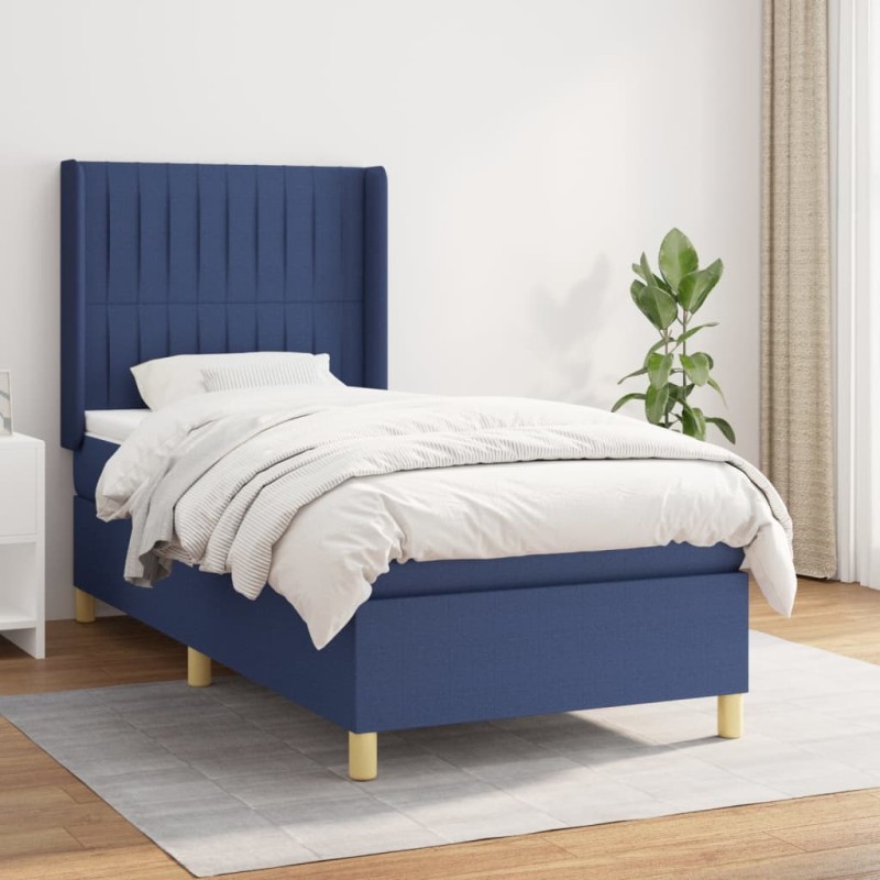 vidaXL Cama box spring con colchón tela azul 80x200 cm vidaXL Cama box spring con colchón tela azul 80x200 cm