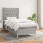 vidaXL Cama box spring con colchón tela gris claro 90x200 cm