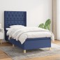 vidaXL Cama box spring con colchón tela azul 80x200 cm
