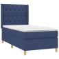 vidaXL Cama box spring con colchón tela azul 80x200 cm