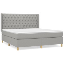 vidaXL Cama box spring con colchón tela gris claro 160x200 cm