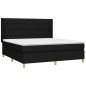 vidaXL Cama box spring con colchón tela negro 160x200 cm
