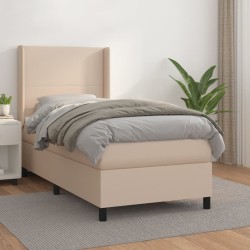 vidaXL Cama box spring con colchón cuero sintético capuchino 80x200 cm