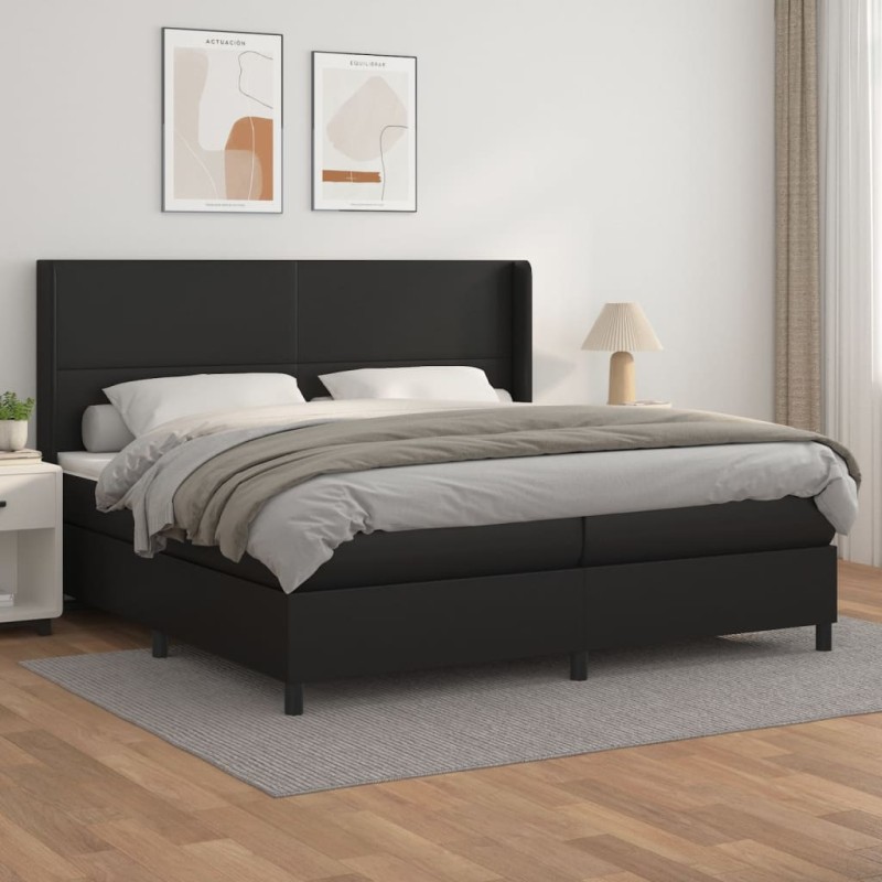 vidaXL Cama box spring con colchón cuero sintético negro 200x200 cm