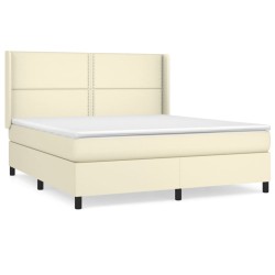 vidaXL Cama box spring con colchón cuero sintético crema 160x200 cm