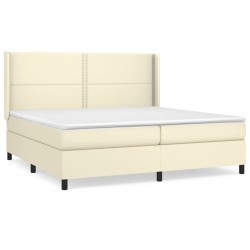 vidaXL Cama box spring con colchón cuero sintético crema 200x200 cm