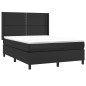 vidaXL Cama box spring con colchón cuero sintético negro 140x190 cm