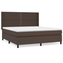 vidaXL Cama box spring con colchón cuero sintético marrón 180x200 cm