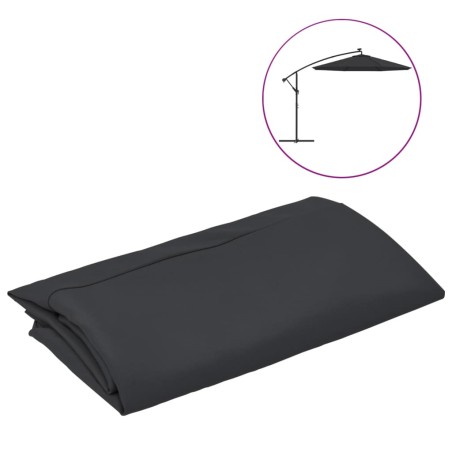 vidaXL Tela de repuesto para sombrilla voladiza negra 300 cm