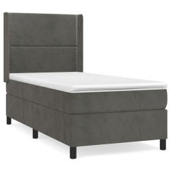 vidaXL Cama box spring con colchón terciopelo gris oscuro 90x200 cm