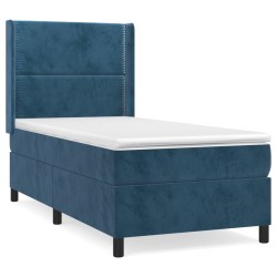 vidaXL Cama box spring con colchón terciopelo azul oscuro 90x200 cm