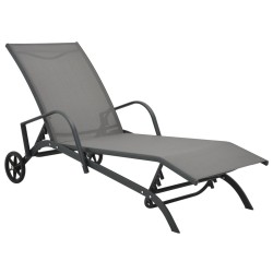 vidaXL Tumbonas con mesa 2 unidades textilene y acero 