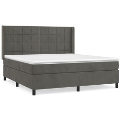 vidaXL Cama box spring con colchón terciopelo gris oscuro 160x200 cm