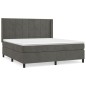 vidaXL Cama box spring con colchón terciopelo gris oscuro 160x200 cm