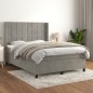 vidaXL Cama box spring con colchón terciopelo gris claro 140x200 cm vidaXL Cama box spring con colchón terciopelo gris claro 140x200 cm